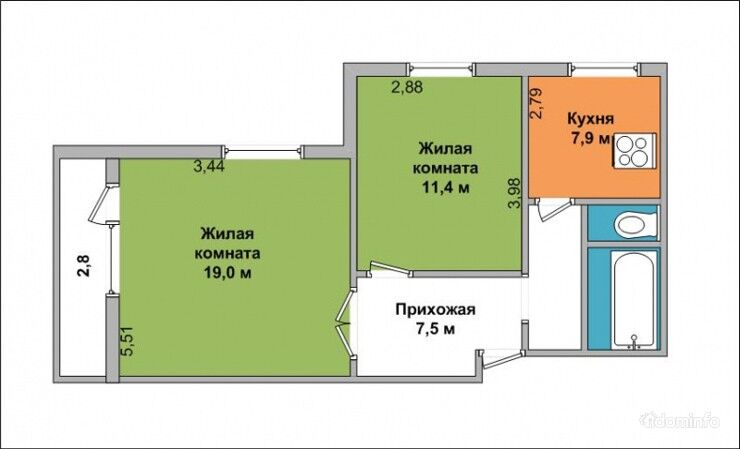 2-комнатная, Борисов, Гагарина ул. — фото 1