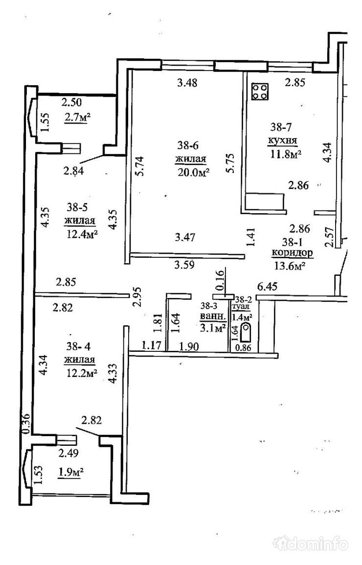 3-комнатная, Гродно, Огинского ул. 48 в Гродненский район, цена  161770.00BYN, Гродно, улица Огинского 48. ID:47803