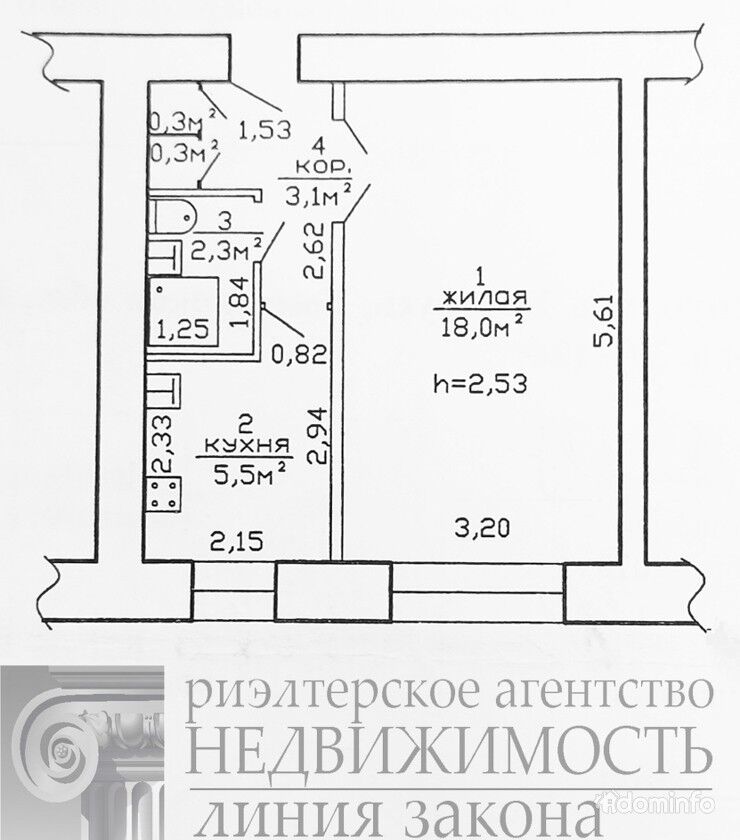 Речица, 1 к. кв-ра, ул. Достоевского, д. 37 — фото 1